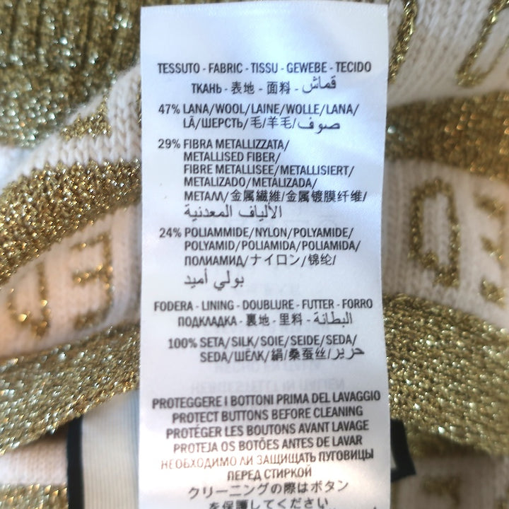 Gucci Loved Reversible Cardigan Gold Lurex &amp; Printed Silk Twill Size Extra Large