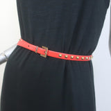 Valentino Rockstud Slim Belt Red Leather Gold Hardware Size Extra Small