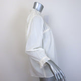 Nili Lotan Sarah Broderie Anglaise-Trim Blouse Cream Cotton Voile Size Medium