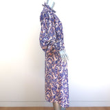 Isabel Marant Etoile Asymmetric Midi Dress Yescott Ikat Print Silk Size 40