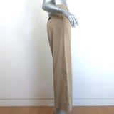 Maje Leather-Buckle Wide Leg Pants Beige Stretch Cotton Size 40