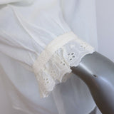 Nili Lotan Sarah Broderie Anglaise-Trim Blouse Cream Cotton Voile Size Medium