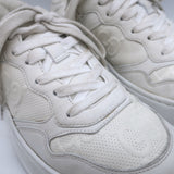 Gucci GG Embossed Low Top Sneakers White Leather Size 37.5