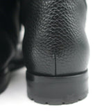 Manolo Blahnik Lugata Side-Zip Combat Boots Black Grained Leather Size 41