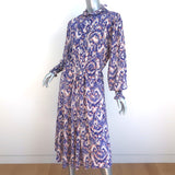 Isabel Marant Etoile Asymmetric Midi Dress Yescott Ikat Print Silk Size 40