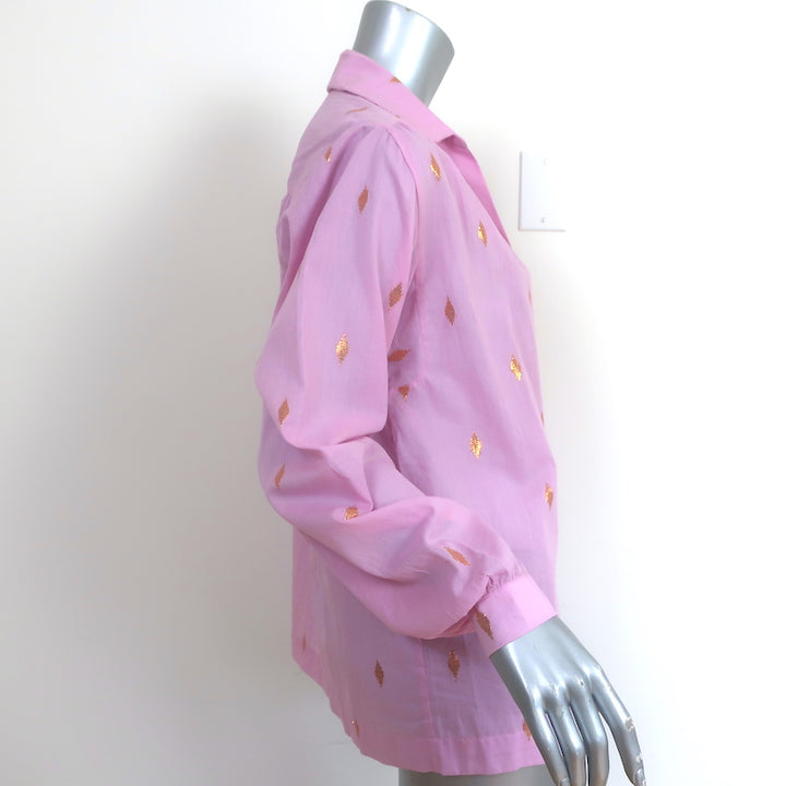 Alix of Bohemia Button Down Shirt Pink &amp; Gold Ikat Size Small Long Sleeve Top