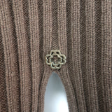 Maje Rage Cropped Mock Neck Sweater Brown Ribbed Wool Size 36 NEW
