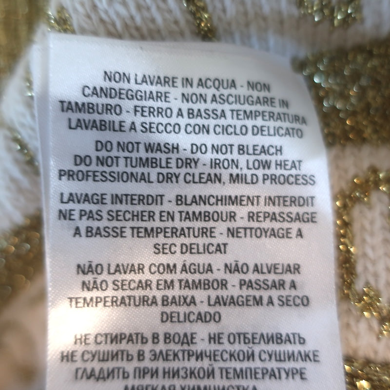 Gucci Loved Reversible Cardigan Gold Lurex &amp; Printed Silk Twill Size Extra Large
