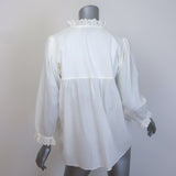 Nili Lotan Sarah Broderie Anglaise-Trim Blouse Cream Cotton Voile Size Medium