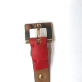 Valentino Rockstud Slim Belt Red Leather Gold Hardware Size Extra Small