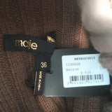 Maje Rage Cropped Mock Neck Sweater Brown Ribbed Wool Size 36 NEW