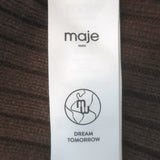 Maje Rage Cropped Mock Neck Sweater Brown Ribbed Wool Size 36 NEW