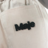 Maje Leather-Buckle Wide Leg Pants Beige Stretch Cotton Size 40