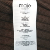 Maje Rage Cropped Mock Neck Sweater Brown Ribbed Wool Size 36 NEW