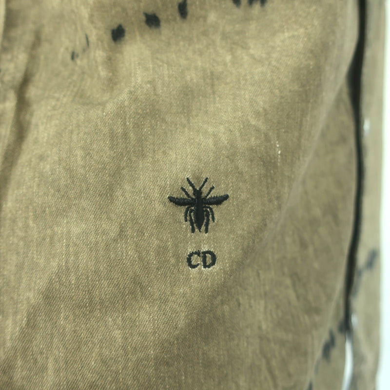 Christian Dior Tie Dye Snap Shirt Olive Cotton Size Small Short Sleeve Top