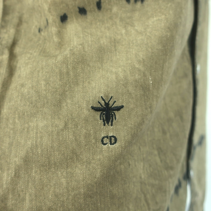 Christian Dior Tie Dye Snap Shirt Olive Cotton Size Small Short Sleeve Top