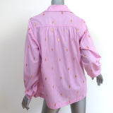Alix of Bohemia Button Down Shirt Pink & Gold Ikat Size Small Long Sleeve Top