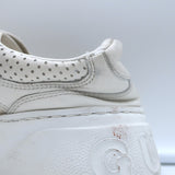 Gucci GG Embossed Low Top Sneakers White Leather Size 37.5