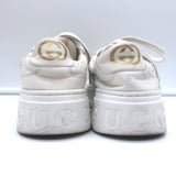 Gucci GG Embossed Low Top Sneakers White Leather Size 37.5