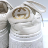 Gucci GG Embossed Low Top Sneakers White Leather Size 37.5