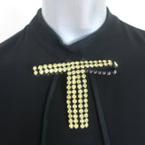 Marni Crystal-Embellished Tunic Top Black Crepe Size 42 Long Sleeve Blouse