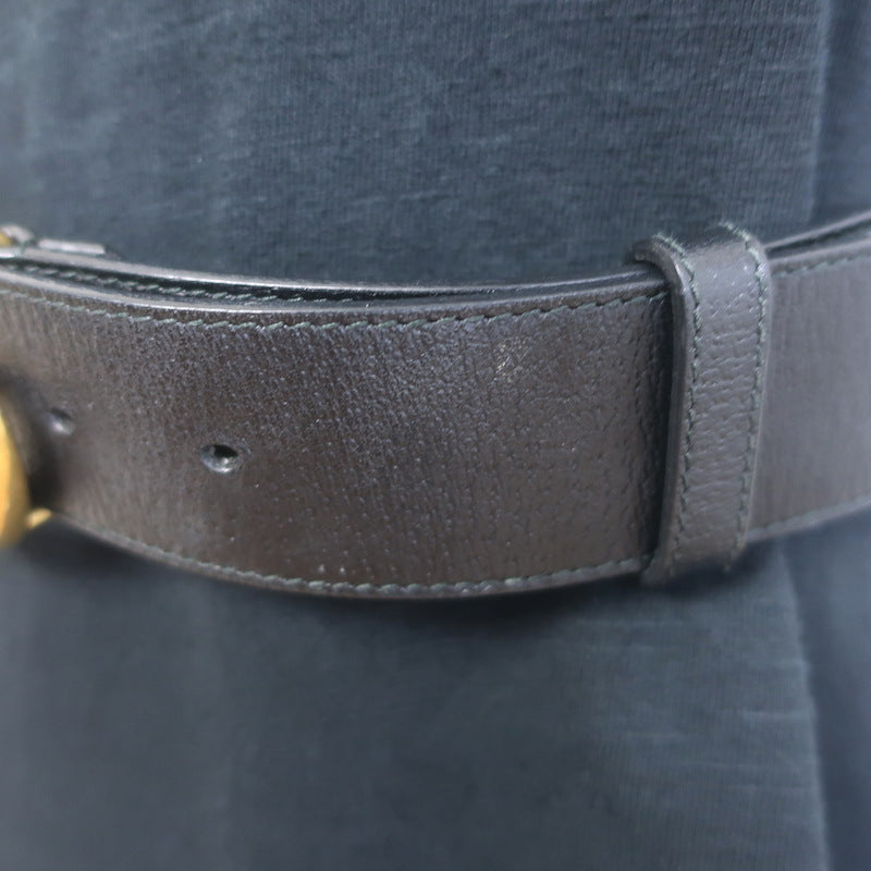 Gucci GG Marmont Wide Belt Black Textured Leather Gold Buckle Size 80 US 32