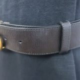 Gucci GG Marmont Wide Belt Black Textured Leather Gold Buckle Size 80 US 32