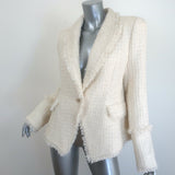 L'Agence Kaisley Waffle Tweed Blazer Cream Size 10 One-Button Jacket NEW