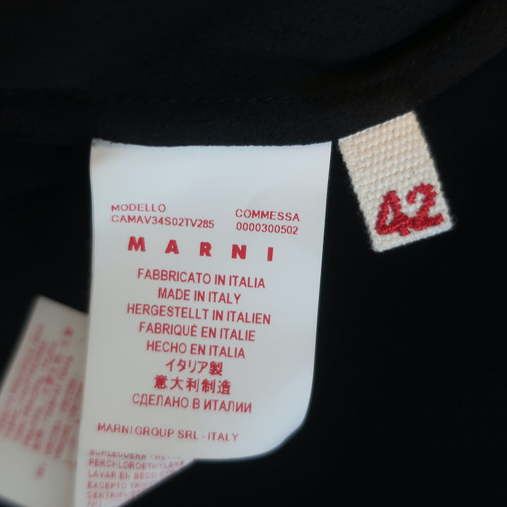Marni Crystal-Embellished Tunic Top Black Crepe Size 42 Long Sleeve Blouse