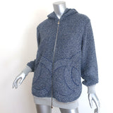 Chanel Interlocking CC Metallic Terry Zip-Up Hoodie Blue/Silver Size 40