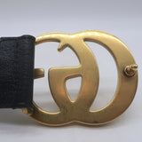 Gucci GG Marmont Wide Belt Black Textured Leather Gold Buckle Size 80 US 32