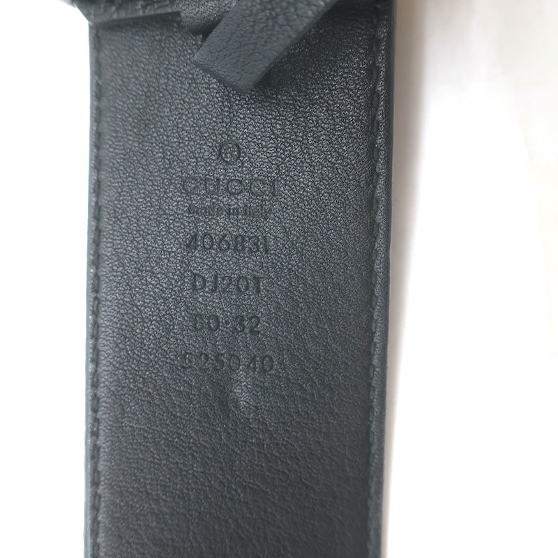 Gucci GG Marmont Wide Belt Black Textured Leather Gold Buckle Size 80 US 32