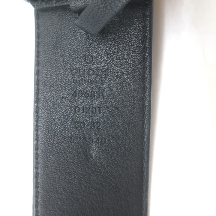 Gucci GG Marmont Wide Belt Black Textured Leather Gold Buckle Size 80 US 32