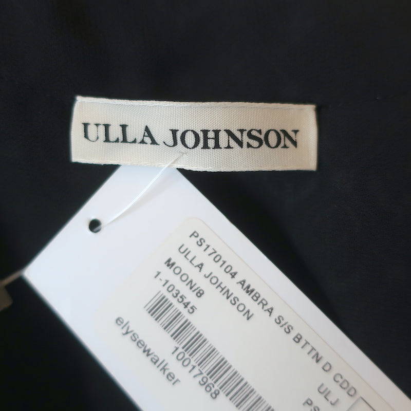 Ulla Johnson Button-Front Midi Dress Ambra Navy Printed Silk Size 8 NEW