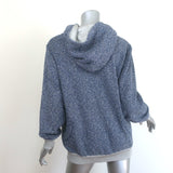 Chanel Interlocking CC Metallic Terry Zip-Up Hoodie Blue/Silver Size 40