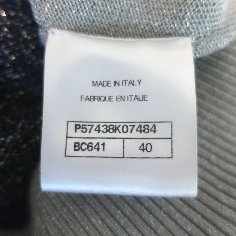 Chanel Interlocking CC Metallic Terry Zip-Up Hoodie Blue/Silver Size 40
