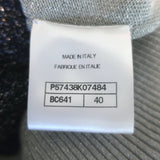 Chanel Interlocking CC Metallic Terry Zip-Up Hoodie Blue/Silver Size 40