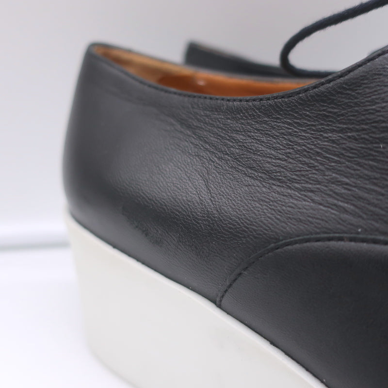 Robert Clergerie Lindsey Platform Wedge Oxfords Black Leather Size 41