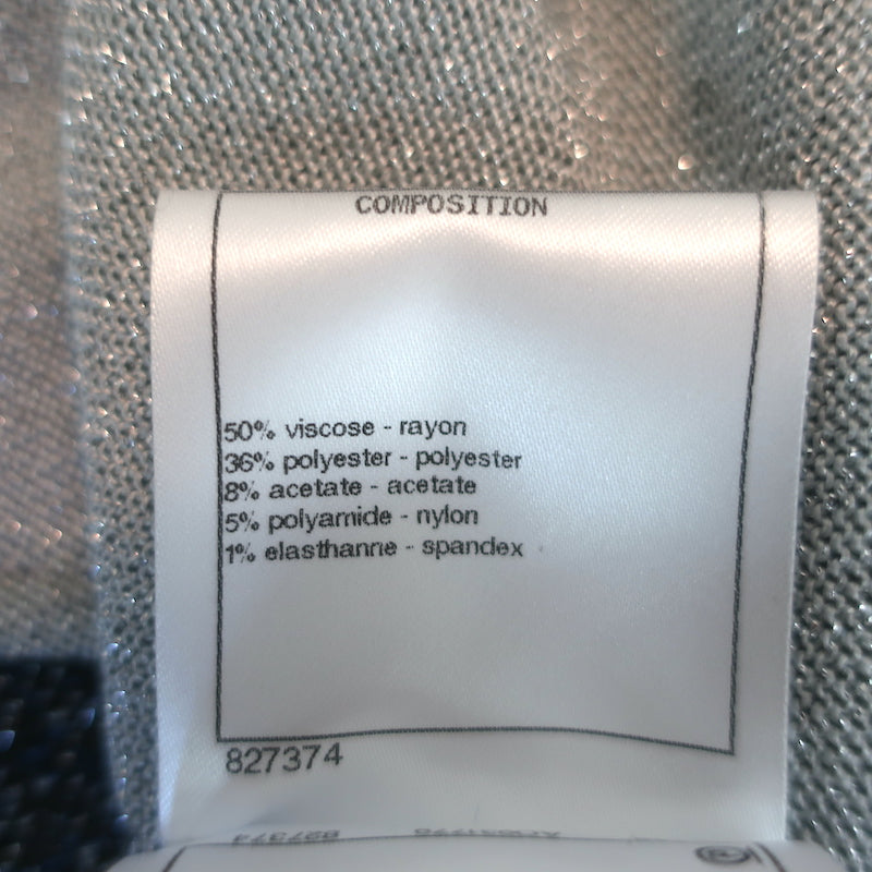 Chanel Interlocking CC Metallic Terry Zip-Up Hoodie Blue/Silver Size 40