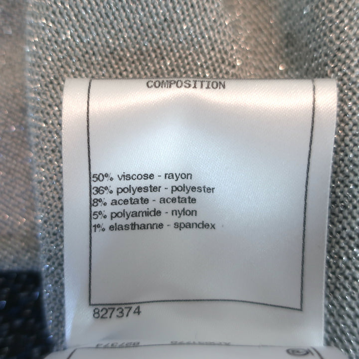 Chanel Interlocking CC Metallic Terry Zip-Up Hoodie Blue/Silver Size 40