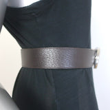Gucci GG Marmont Wide Belt Dark Brown Leather Silver Buckle Size 80 US 32