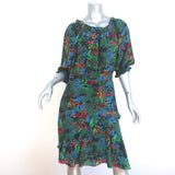 SALONI Off the Shoulder Dress Grace Green Floral Print Silk Size US 10 NEW