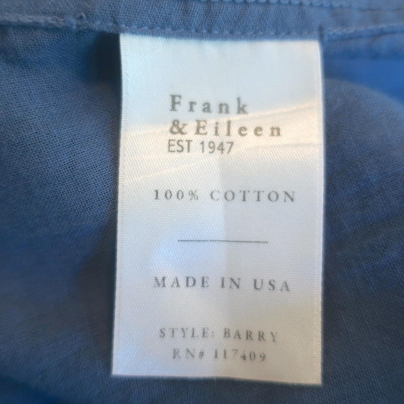 Frank &amp; Eileen Barry Shirt Blue Cotton Size Small Long Sleeve Top
