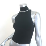 Alice + Olivia Annalee Faux Pearl-Embellished Top Black Size Extra Small