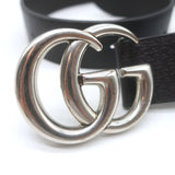 Gucci GG Marmont Wide Belt Dark Brown Leather Silver Buckle Size 80 US 32