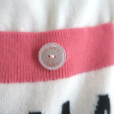 Chanel La Pausa Cashmere V-Neck Logo Sweater Cream & Pink Size 42