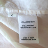 Ulla Johnson Elsie Crochet Lace-Sleeve Tassel Tie Blouse Cream Cotton Size 6