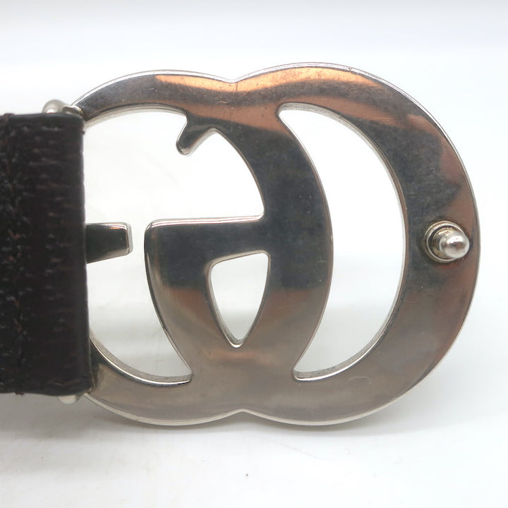 Gucci GG Marmont Wide Belt Dark Brown Leather Silver Buckle Size 80 US 32