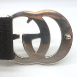 Gucci GG Marmont Wide Belt Dark Brown Leather Silver Buckle Size 80 US 32
