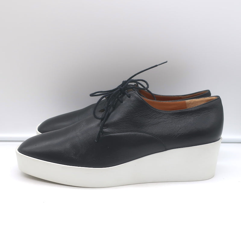 Robert Clergerie Lindsey Platform Wedge Oxfords Black Leather Size 41